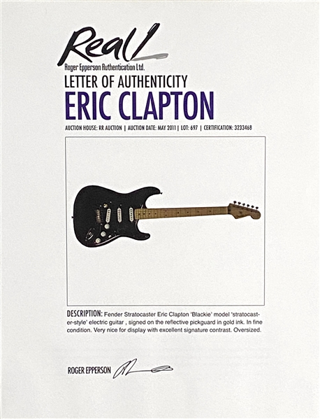 Eric Clapton Signed Fender Stratocaster Custom Clapton “Blackie” Guitar (Roger Epperson/REAL LOA) 